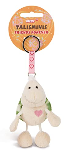 NICI Talisminis Tortuga 7cm Blanca-Colgante de Peluche de Animal cordón, Llavero y portallaves Amuleto de la Suerte para Bolso con Mensaje (49386)