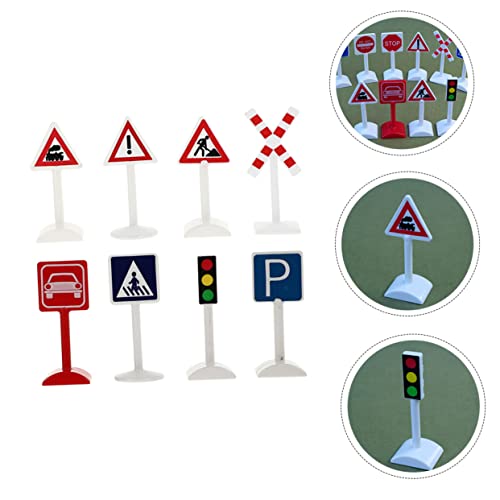 NOLITOY 8 Piezas Adornos De Señales De Tráfico Accesorios De Tren Simbolos De Trafico Juego De Letreros De La Calle Mini Semáforos De Juguete Productos Domésticos Clásico El Plastico Niño