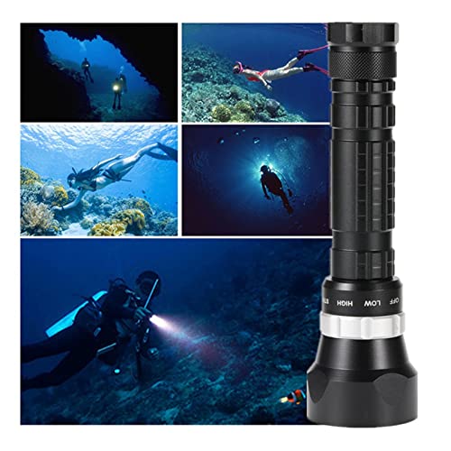 OLLIRG Luz de Buceo Linterna de Buceo 4 * Xhp50 Submarino Super Brillante LED Buceo Impermeable 100m Tácticas 26650 Luz de Caza del Buzo de la antorcha (Color : P50 LED White Light, Size : B Package)