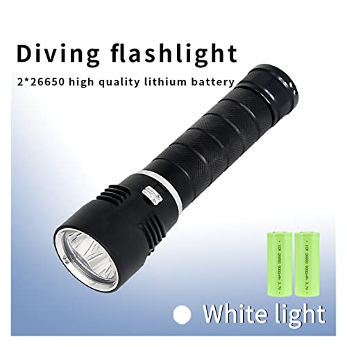 OLLIRG Luz de Buceo Linterna de Buceo Profesional 3L2 lámpara 300 0lm Submarino LED Luz de Buceo táctico de antorcha (Color : White BT, Size : 1)