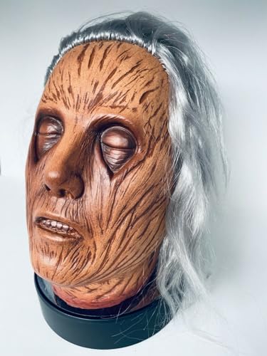 Pamela Voorhees Head, falsa, espuma de poliuretano, seguro con esta, cabeza momificada, disfraces de Halloween, accesorios de película, viernes 13 parte 2, jason voorhees, accesorio de cabeza cortada,