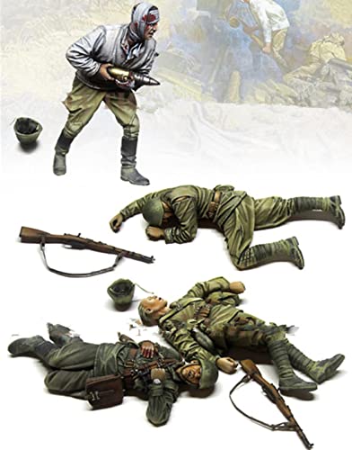 PANGCHENG 1/35 Hombre herido Antiguo Incluye 4 Kits de Modelos en Miniatura de Figuras de Resina Unassambled sin Pintar