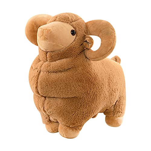 PERZOE Juguete de Peluche de Cabra de 40/50cm, Juguete de Peluche de Oveja Adorable y Esponjoso, Regalos para niños y niñas Marrón S