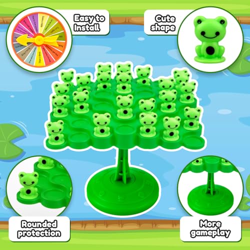 Pipihome Juguete de Equilibrio de Rana, Balanza de matemáticas Juguetes Montessori, Rana de Árbol Equilibrada, Dos Jugadores Rana Equilibrio Juego de Mesa para niños (Rana)