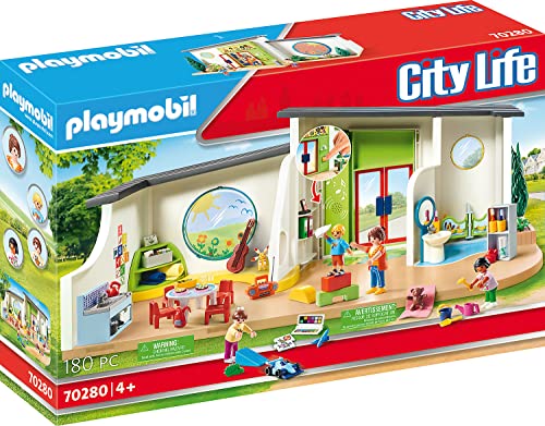 PLAYMOBIL 70280 City Life Guardería Arcoíris con Efectos de luz y Sonido, A Partir de 4 años, Multicolor