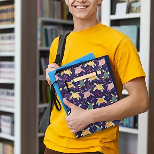 Poceacles Funda de libro con estampado de tortuga marina, funda protectora de libro morada, funda de libro para amantes de los libros, bolsa lavable para estudiantes