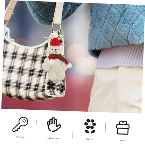 PRETYZOOM 1 Pc Llavero Rellenos De Regalo De Bolsas De Fiesta De Animales Mini Carteras para Mujer Dije De Llave con Animal De Peluche Mini Bolso De Mano Mochila Felpa Blanco Conector Perder