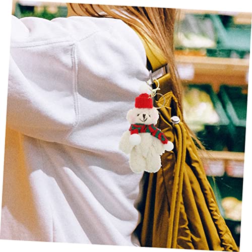 PRETYZOOM 1 Pc Llavero Rellenos De Regalo De Bolsas De Fiesta De Animales Mini Carteras para Mujer Dije De Llave con Animal De Peluche Mini Bolso De Mano Mochila Felpa Blanco Conector Perder