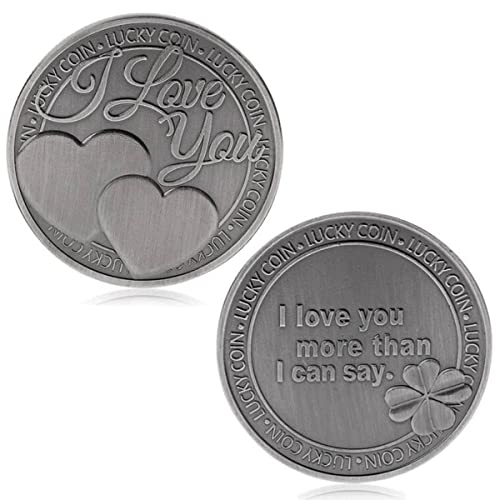 QUEAMBLER Moneda Conmemorativa de Amor Palabras de Amor 'I Love You More Than I Can Say' Pareja romántica Colección Arte Regalos Recuerdo