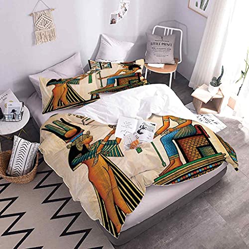 QZDUCN Fundas Nordicas Adultos Niños Y Niñas Super Suave Comodo Impresión Reina De Egipto Ropa De Cama Incluye 1 Funda De Edredón Y 2 Fundas De Almohada 240x220cm (para Cama 150)