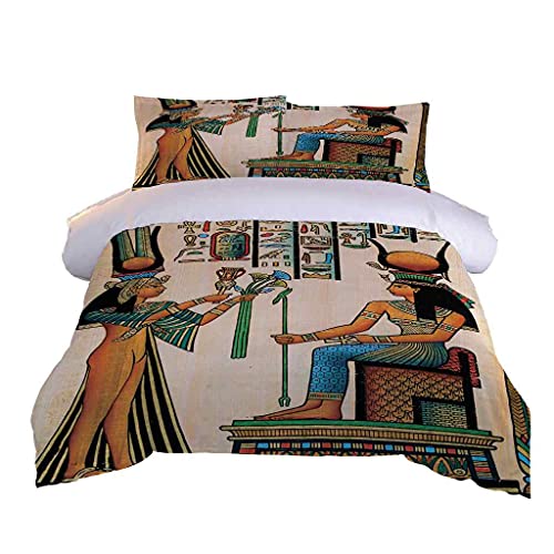 QZDUCN Fundas Nordicas Adultos Niños Y Niñas Super Suave Comodo Impresión Reina De Egipto Ropa De Cama Incluye 1 Funda De Edredón Y 2 Fundas De Almohada 240x220cm (para Cama 150)