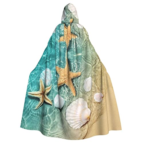 RFSHOP Capa de disfraz de estrella de mar, concha de mar, concha de mar, estrella de mar para adultos, 59 pulgadas, capa de bruja de Halloween, capa con capucha, disfraz de cosplay U