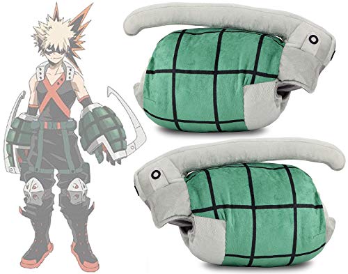 Roffatide Anime My Hero Academia Katsuki Bakugo Almohada de Felpa Cosplay Guantes en Forma de Granada Almohadas 2 Piezas