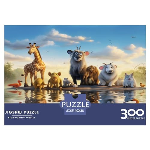 Rompecabezas de Madera de 300 Piezas con Reflejo de Animales para Adultos, Rompecabezas Rectangular Creativo, Juego de desafío para Ejercicios cerebrales, Regalo para niños, 300 Piezas (40x28 cm)