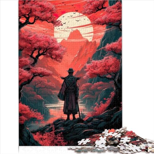 Rompecabezas para Adultos: Cuadro Samurai en el Atardecer. Puzzles para Adultos de 1000 Piezas, Puzzles de Madera para niños a Partir de 12 años. Tamaño del Rompecabezas Educativo (50x75 cm).