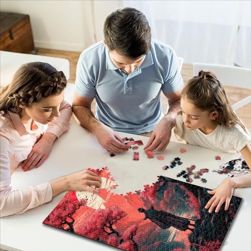 Rompecabezas para Adultos: Cuadro Samurai en el Atardecer. Puzzles para Adultos de 1000 Piezas, Puzzles de Madera para niños a Partir de 12 años. Tamaño del Rompecabezas Educativo (50x75 cm).