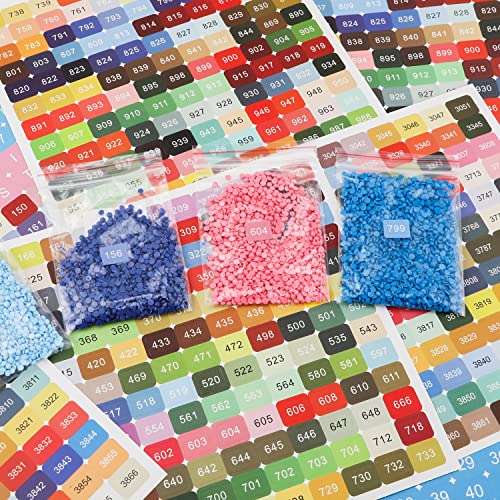 SAVITA 8 Pegatinas Números Colores, 447 Colores con DMC Etiqueta Pegatinas Letras Impermeables Autoadhesivas para Clasificar Cajas de Almacenamiento de Pintura de Arte con Diamantes (2 Juegos)