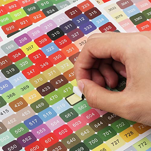 SAVITA 8 Pegatinas Números Colores, 447 Colores con DMC Etiqueta Pegatinas Letras Impermeables Autoadhesivas para Clasificar Cajas de Almacenamiento de Pintura de Arte con Diamantes (2 Juegos)