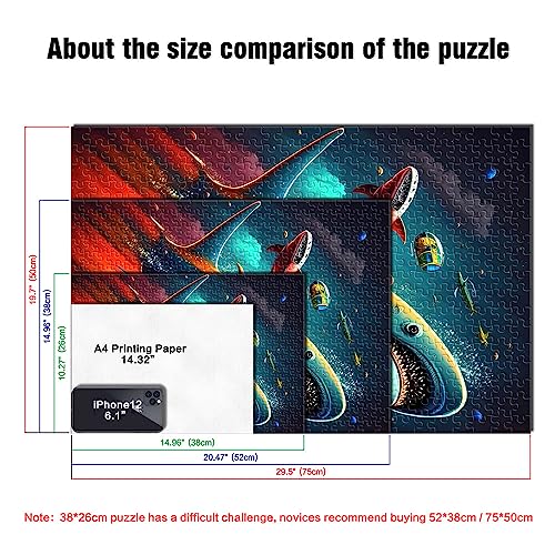 Shark Wizardry Puzzles 1000 piezas para adultos Puzzles de cartón reciclado Puzzle Durable para adultos 10,27 x 14,96 pulgadas