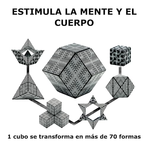 Shashibo Rompecabezas para Niños - Premiado Cubo Magnético Patentado con 36 Imanes de Tierras Raras - Asombroso Rompecabezas 3D– Juguete para Adultos Cubo Shashibo con más de 70 Formas (Black & White)