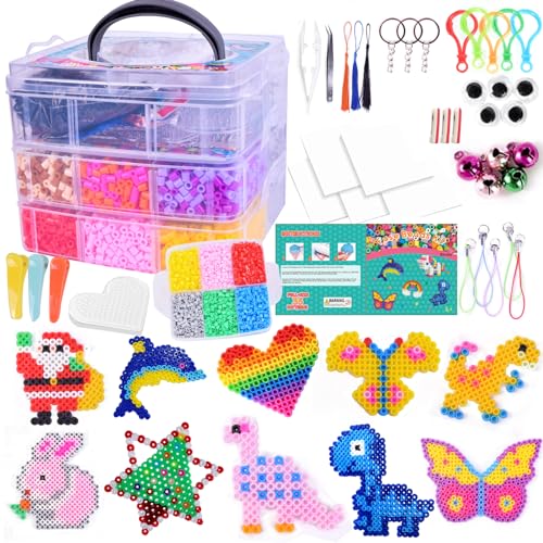 Shrubz cuentas para planchar, 10800 pcs Abalorios fusibles de 20 Colores, perlas fusibles combinación con caja de almacenamiento para Actividades Creativas y Manualidades Infantiles, Regalos, 5mm