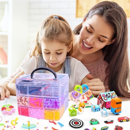 Shrubz cuentas para planchar, 10800 pcs Abalorios fusibles de 20 Colores, perlas fusibles combinación con caja de almacenamiento para Actividades Creativas y Manualidades Infantiles, Regalos, 5mm