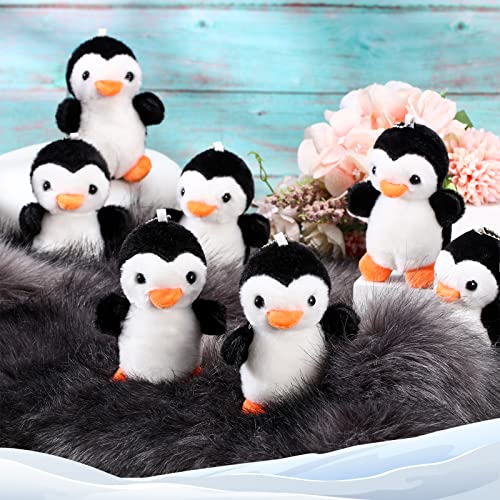 Skylety 8 Piezas de 10 cm Mini Llaveros de Pingüino Lindos Animales de Peluche Pequeños Pingüinos de Peluche Colgantes para Bolsa Adornos de Pingüino de Fieltro para Niños Navidad Regalos Cumpleaños