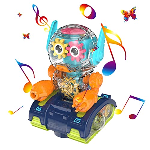 thoran Robot Engranaje Transparente,Robot Transparente Juguete Wonder Gear - Coche Juguete con Colorida música Engranajes en Movimiento y Efecto LED para un Regalo cumpleaños