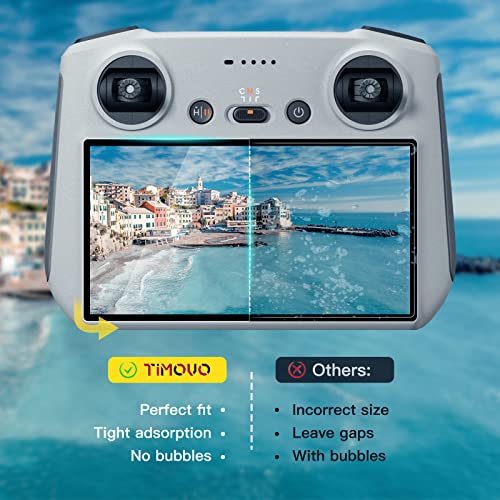 TiMOVO Protector de Pantalla Compatible con dji Mini 3 Pro RC Controlador, 4 Piezas Película de Vidrio Templado HD Sin Burbujas Antihuellas para Telemando con Pantalla de dji Zumbido, Transparente