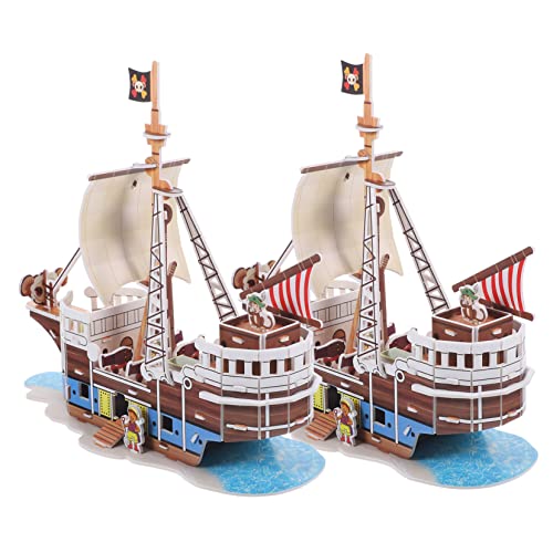 TOYANDONA 2 Juegos Rompecabezas De Pirata Rompecabezas De Modelos De Veleros Rompecabezas De Barcos Piratas Kit De Construcción De Barcos Modelo De Acertijos 3D Caja De Música Papel