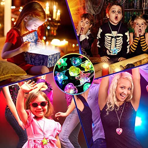 Toyvian 8 Piezas de Collares con Luces LED para Niños Colgantes de Plástico con Luz LED Collares con Estrellas LED Rellenos de Bolsas de Golosinas Estrellas de Plástico Y Collares de