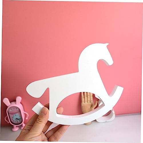 Toyvian Decoraciones De La Habitación De Los Niños Caballo De Troya Blanco De Madera Familiar