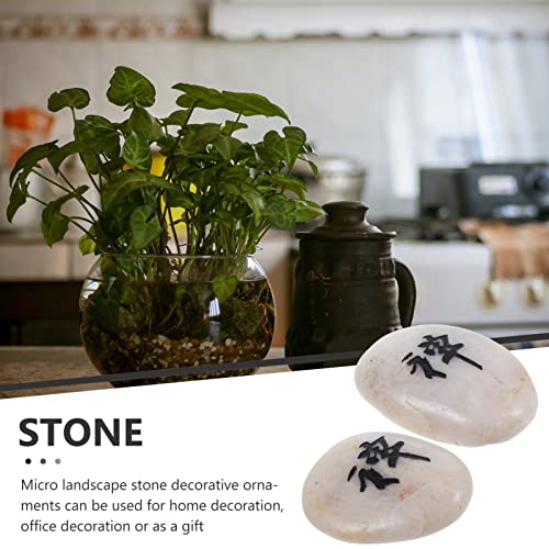 Toyvian Microdecoración Paisajística 2 Uds. Símbolo Kanji Piedras Grabadas Japonés Chan Han Hanja Personajes Feng Shui Zen Piedra Pulida Guijarro De Playa Natural Decoración Feng Shui