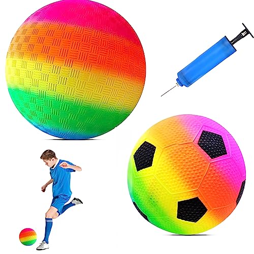 TZQFROCE Pelota arco iris de 2 piezas Pelota arco iris hinchable de PVC Plegable para guardar Pelota de juego para niños Colores brillantes para parque y playa Diversión al aire libre