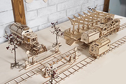 UGEARS Carriles Mecánico 3D Rompecabezas de Madera Kit de Construcción Sin Pegamento para Niños y Adultos