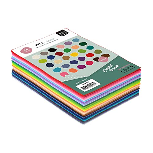 Vaessen Creative 10429-003 - Hojas de fieltro A6, 10x15 cm, 1 mm de espesor, 30 unidades, multicolor