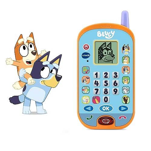 VTech - Teléfono de Actividades de Bluey, Smartphone Educativo, Aprende números, cálculo, lógica y memorización, Juguete para niños +3 años, Versión ESP (80-554622)