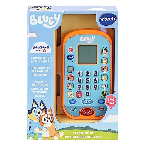 VTech - Teléfono de Actividades de Bluey, Smartphone Educativo, Aprende números, cálculo, lógica y memorización, Juguete para niños +3 años, Versión ESP (80-554622)