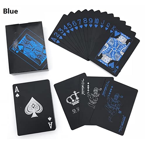 WANGCL Juego de 2 tarjetas de póquer impermeables, PVC negro y azul, plástico fresco color magia trucos cubierta herramienta para el juego de fiesta familiar