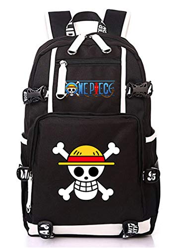 WANHONGYUE One Piece Anime Backpack Mochila Escolar Estudiante Bolso de Escuela Mochila para Portátil Negro-1