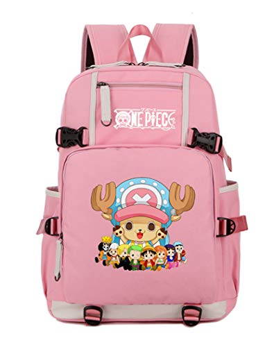 WANHONGYUE One Piece Tony Tony Chopper Anime Bolsa para la Escuela Estudiante Backpack Escolar Mochila para Portátil Rosa-2