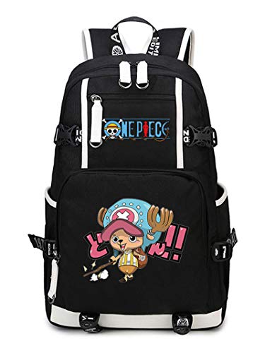 WANHONGYUE One Piece Tony Tony Chopper Anime Mochila Escolar Estudiante Bolso de Escuela Backpack Mochila para Portátil Negro-19