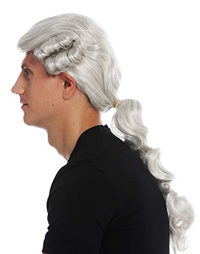 WIG ME UP- VK-31-59 Peluca para hombres histórica Barroco Renacimiento trenza gris claro señor noble caballero