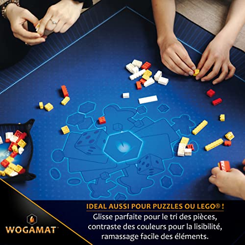 WOGAMAT Alfombra de juego grande neopreno XL azul 92x92 cm para juegos de cartas, juegos de dados, juegos de mesa, neopreno silencioso, grueso, acabado de lujo, alfombra multijuego