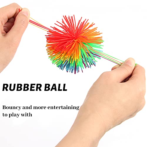 XiXiRan 5 Piezas Bola de Antiestrés Bola Que Rebota, Bolas de Hilos de Inquietud Sensorial, Funny Stretchy Noodle String Sensory Fidget Toys Stress Balls, Pom de Arcoiris Suave Bolas