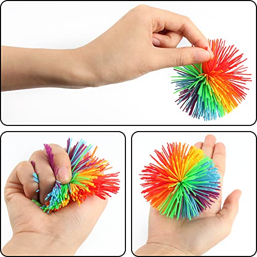 XiXiRan 5 Piezas Bola de Antiestrés Bola Que Rebota, Bolas de Hilos de Inquietud Sensorial, Funny Stretchy Noodle String Sensory Fidget Toys Stress Balls, Pom de Arcoiris Suave Bolas