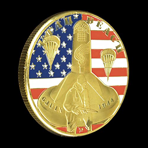 YAOWEN 2PCS The World War II The Normandy Invasion Souvenir Omaha Beach Commemoirative Coin Operation Overlord Gold Plated Challenge Coin