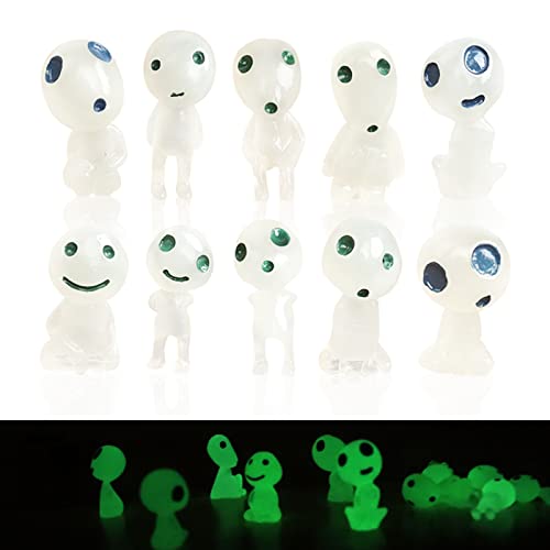 Yisscen 10 Pcs Princesa Mononoke Figura, Luminoso áRbol Elfos, Resina Mini Figura, Juguete Miniatura, para JardíN Micro Paisaje Maceta Dollhouse Accesorios