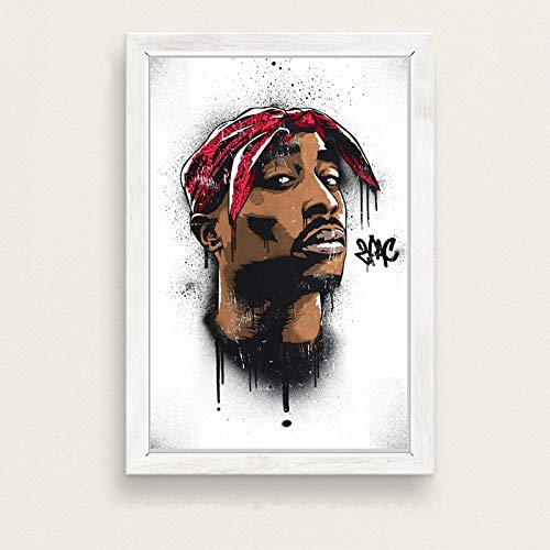 YIYEBAOFU DIY Pintar por números El infame Grande Biggie Smalls Tupac Pac Shakur Hip Hop Gangsta Rap Música Arte Pintura Cartel Pared Decoración para el hogar Decoración40x50cm（Sin Marco）